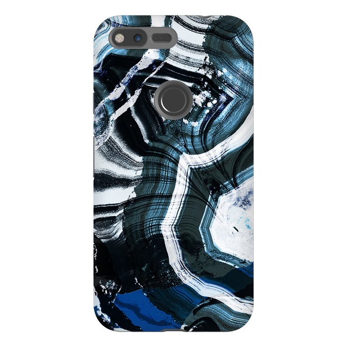 Pixel XL StrongFit Dark blue ink brushed agata marble by Oana 