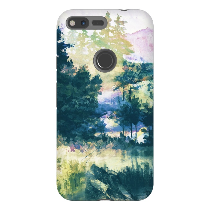 Pixel XL StrongFit Watercolor painted forest landscape by Oana 