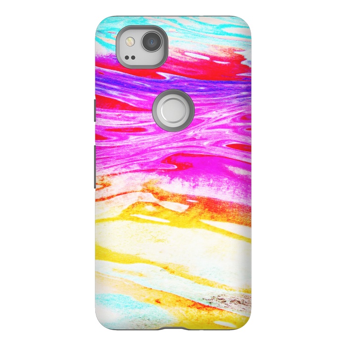 Pixel 2 StrongFit Colorful tie dye painted waves by Oana 