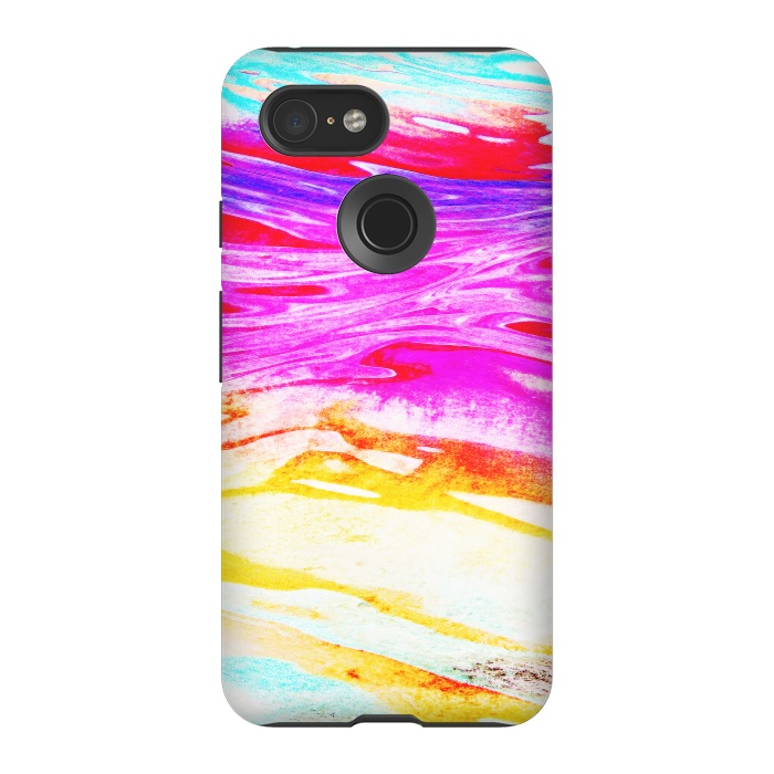 Pixel 3 StrongFit Colorful tie dye painted waves by Oana 