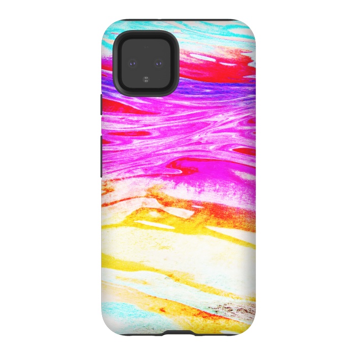 Pixel 4 StrongFit Colorful tie dye painted waves by Oana 
