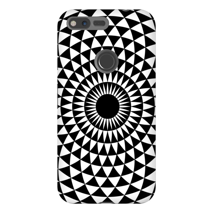 Pixel XL StrongFit 3d illusion mandala geometric black triangle patterns  by Josie