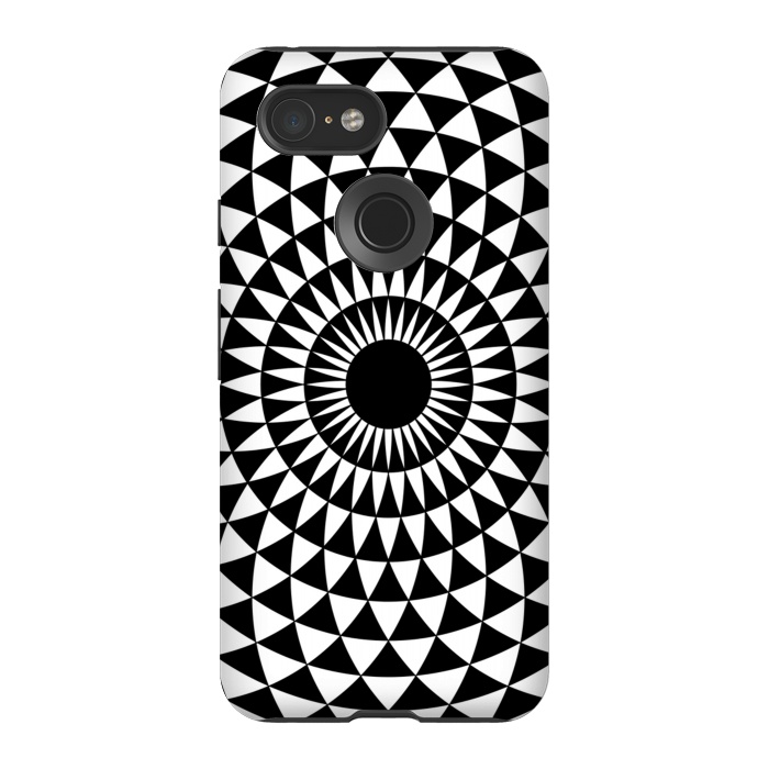 Pixel 3 StrongFit 3d illusion mandala geometric black triangle patterns  by Josie