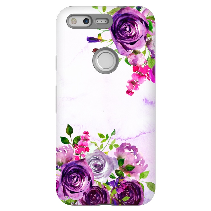 Pixel StrongFit Hand drawn purple and pink florals by  Utart