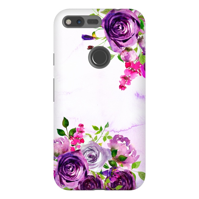 Pixel XL StrongFit Hand drawn purple and pink florals by  Utart