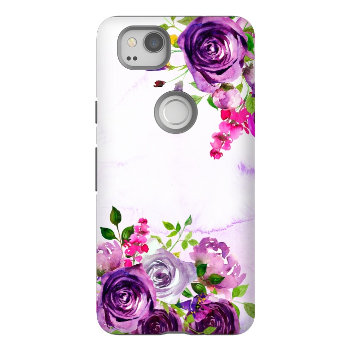 Pixel 2 StrongFit Hand drawn purple and pink florals by  Utart