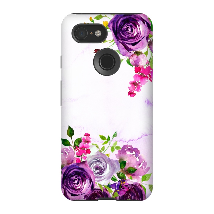 Pixel 3 StrongFit Hand drawn purple and pink florals by  Utart