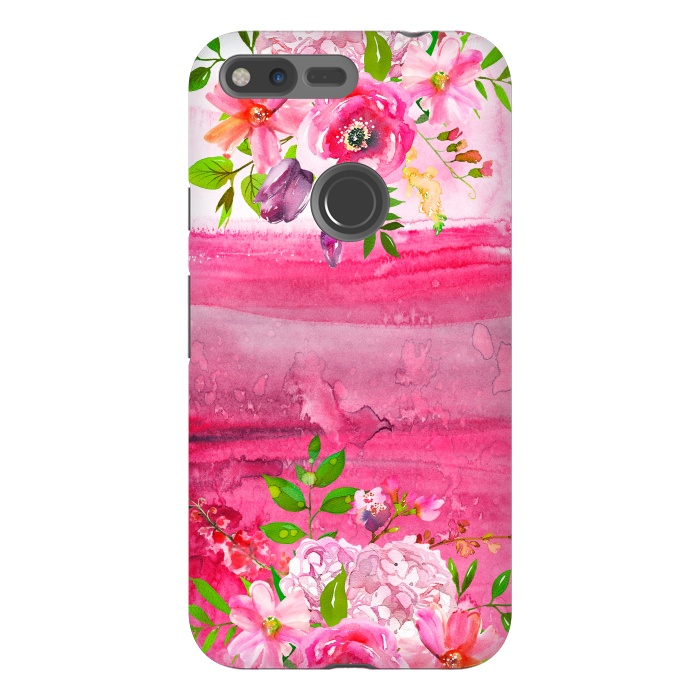 Pixel XL StrongFit Pink watercolor florals by  Utart
