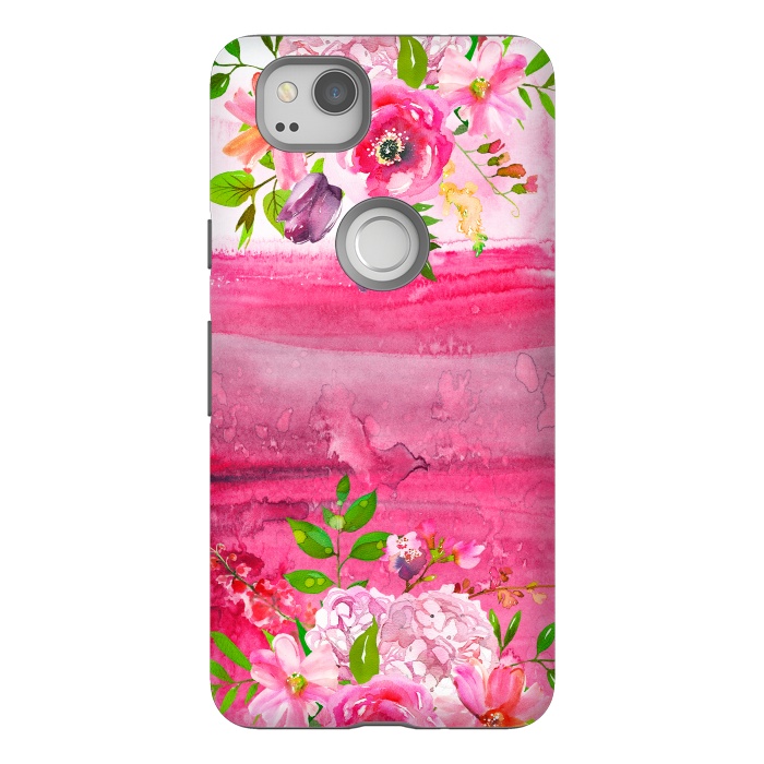 Pixel 2 StrongFit Pink watercolor florals by  Utart