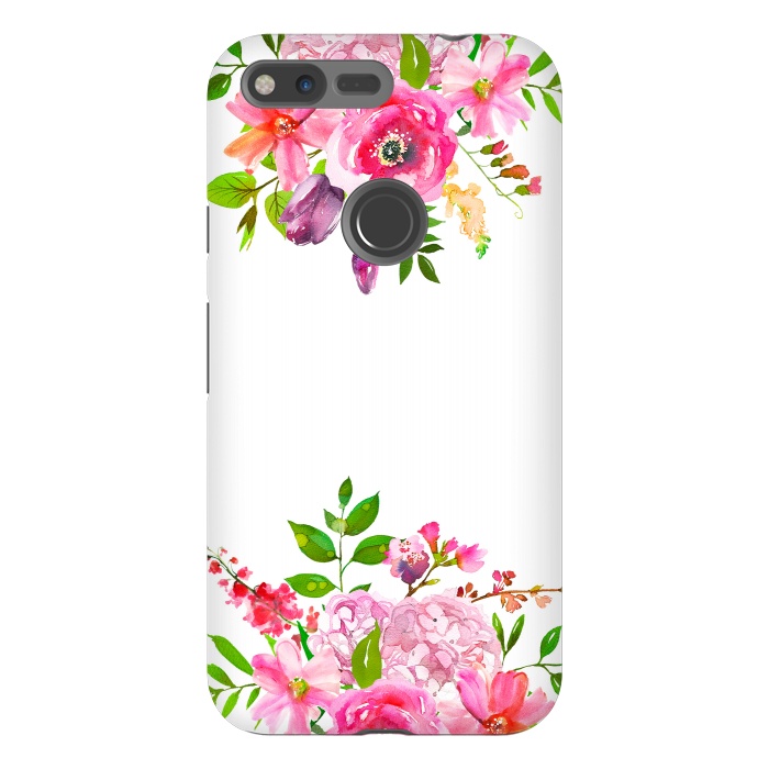 Pixel XL StrongFit Pink Watercolor florals on white by  Utart