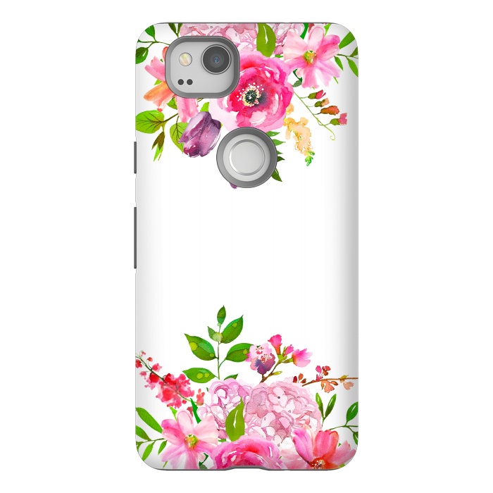 Pixel 2 StrongFit Pink Watercolor florals on white by  Utart