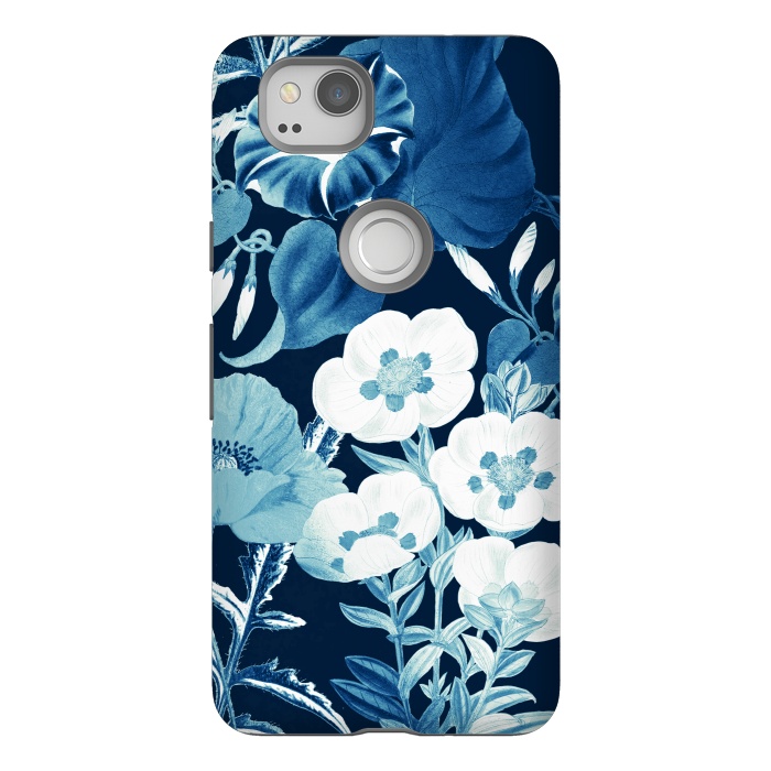 Pixel 2 StrongFit Romantic blue wild flowers illustration by Oana 