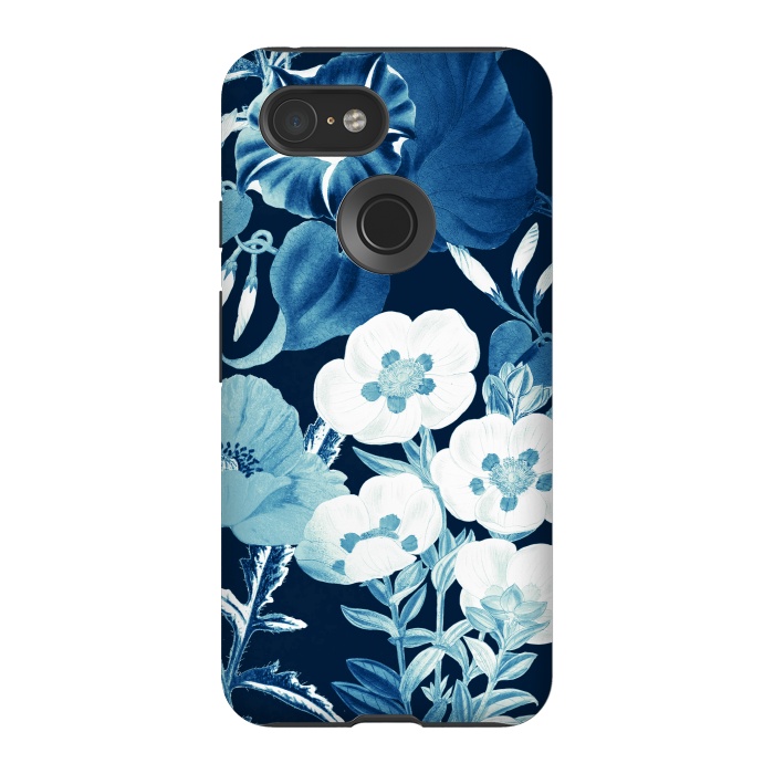 Pixel 3 StrongFit Romantic blue wild flowers illustration by Oana 