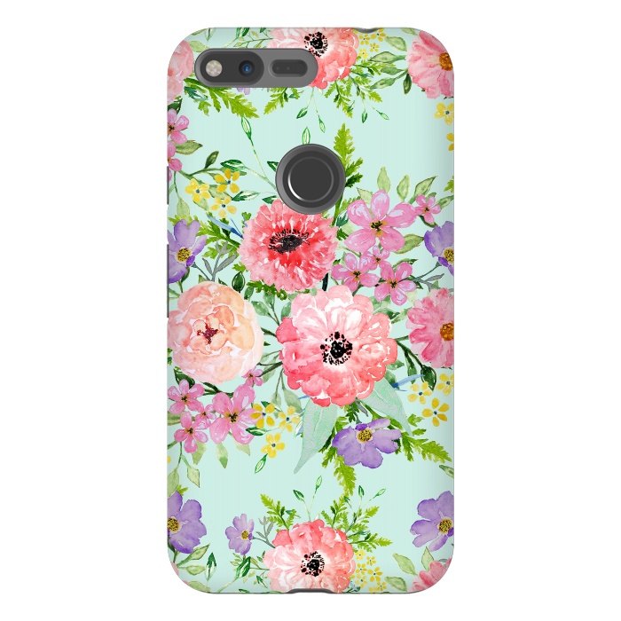 Pixel XL StrongFit Blooming floral bouquet watercolor hand paint  by InovArts