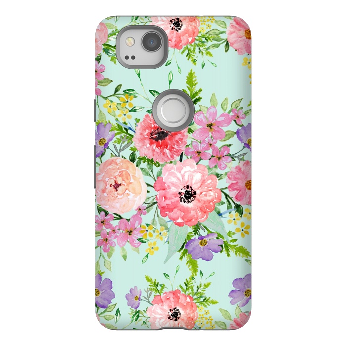 Pixel 2 StrongFit Blooming floral bouquet watercolor hand paint  by InovArts