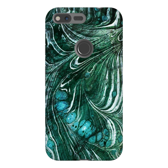Pixel XL StrongFit Emerald green painted liquid marble by Oana 