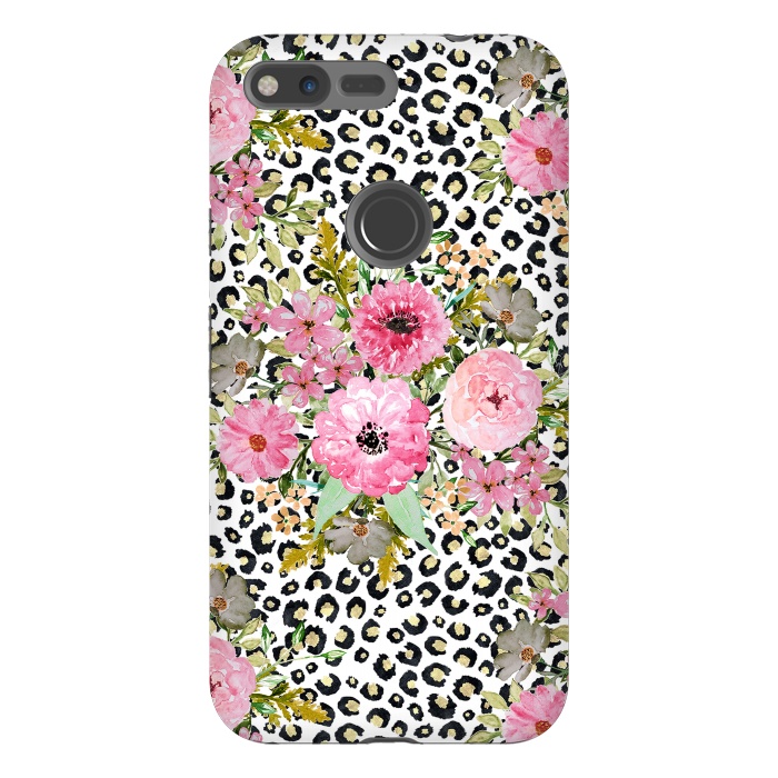 Pixel XL StrongFit Elegant leopard print and floral design  by InovArts