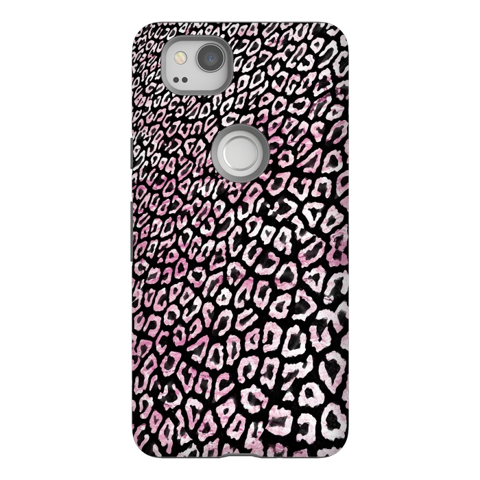 Pixel 2 StrongFit Pastel pink leopard print on black  by Oana 