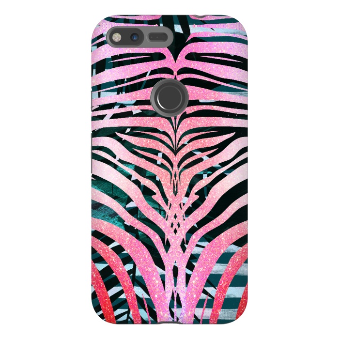 Pixel XL StrongFit Pink sparkle zebra stripes by Oana 