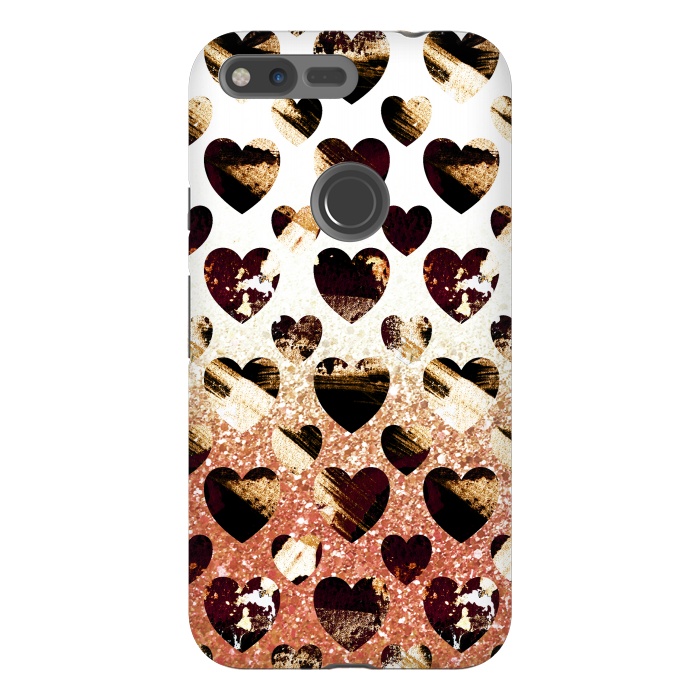 Pixel XL StrongFit Golden animal print spotted hearts by Oana 