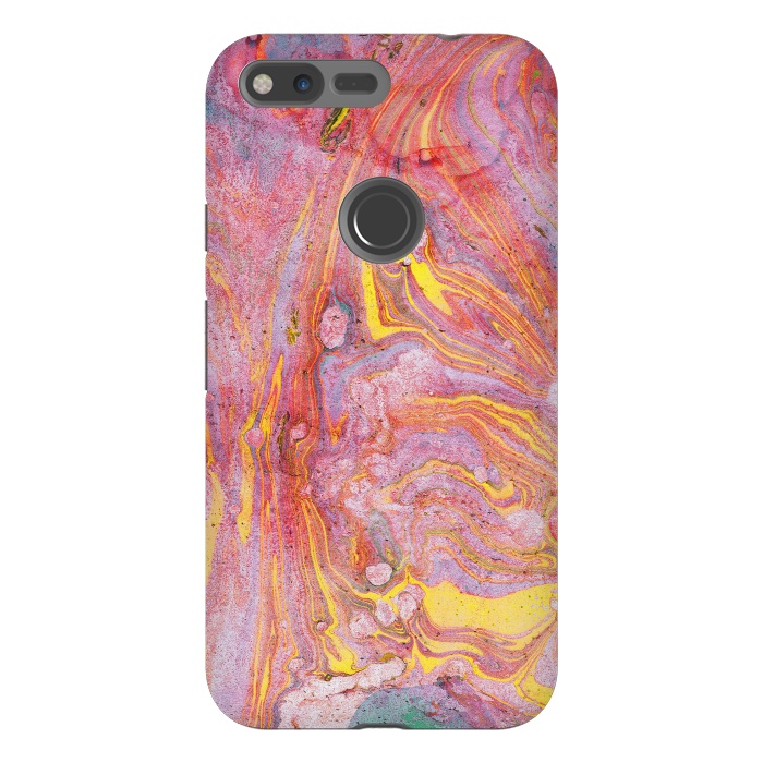 Pixel XL StrongFit Pink yellow painted mable  by Oana 
