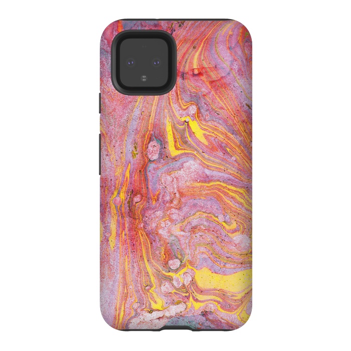 Pixel 4 StrongFit Pink yellow painted mable  by Oana 