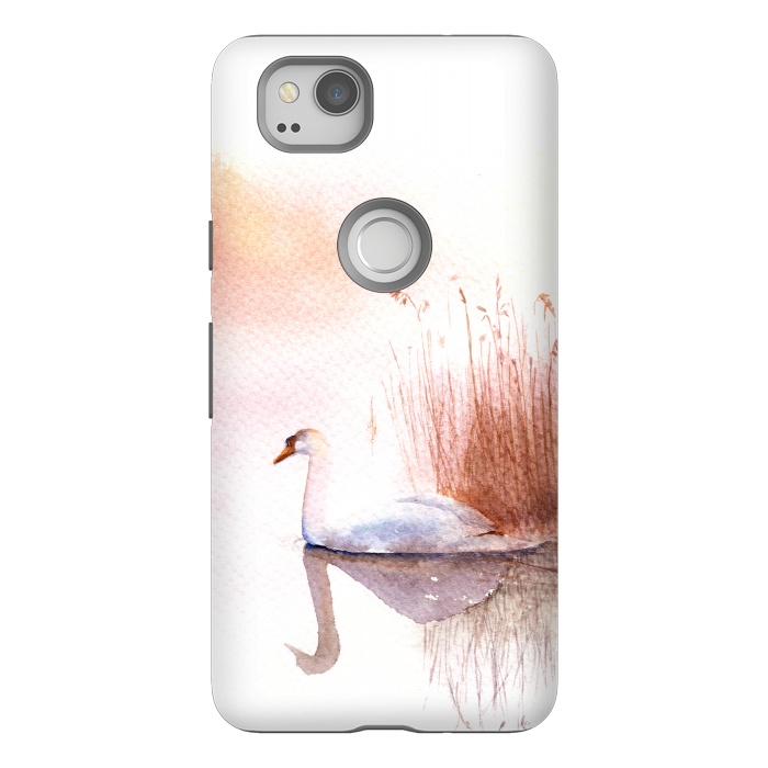 Pixel 2 StrongFit White Swan on the Lake by Elena Terzi