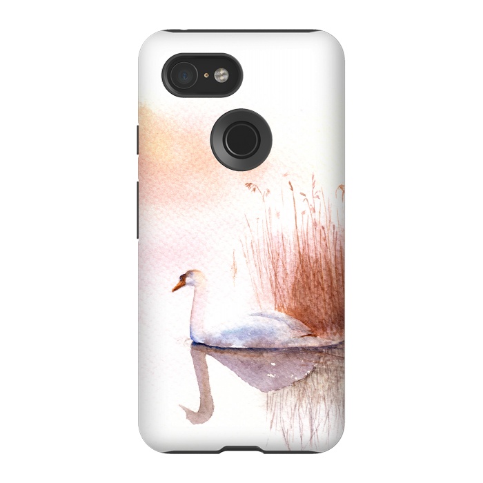 Pixel 3 StrongFit White Swan on the Lake by Elena Terzi