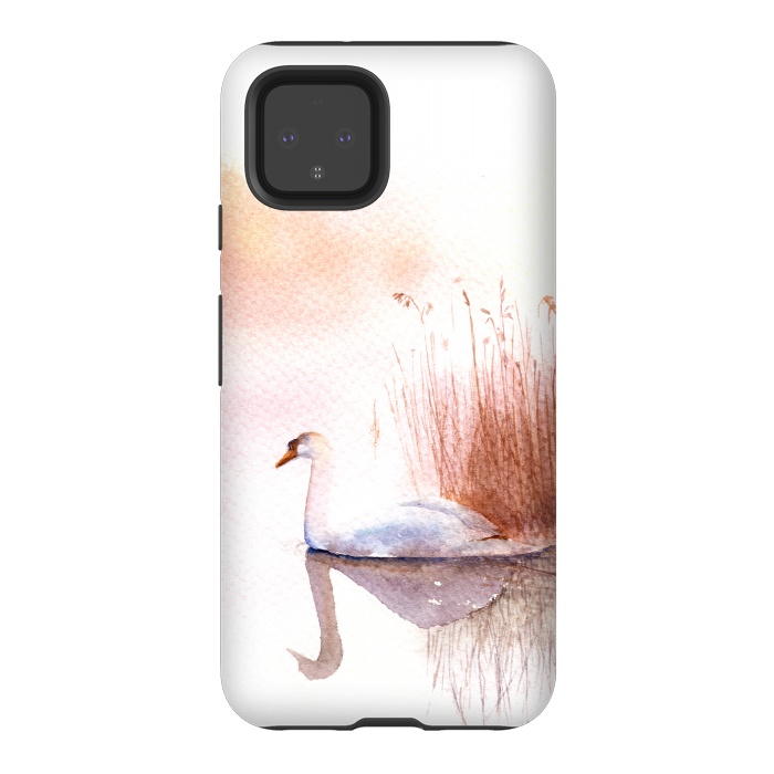 Pixel 4 StrongFit White Swan on the Lake by Elena Terzi