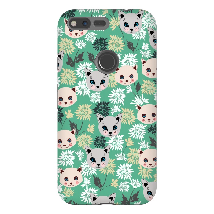 Pixel XL StrongFit Cute Cats and Flowers by Karolina