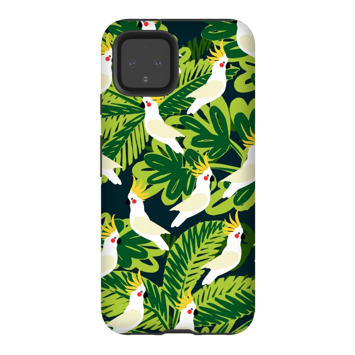 Pixel 4 StrongFit Tropical Parrots by Karolina