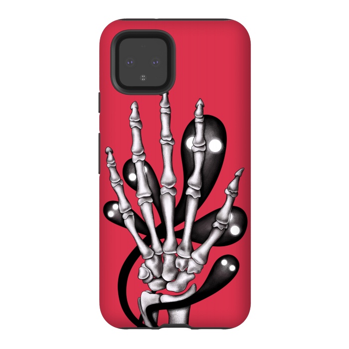 Pixel 4 StrongFit Skeleton Hand With Creepy Ghosts Gothic by Boriana Giormova