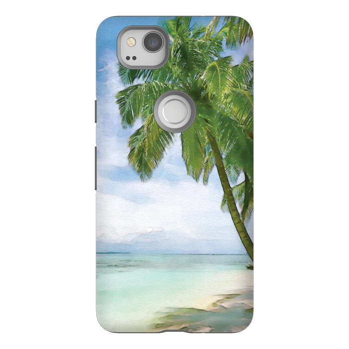 Pixel 2 StrongFit Watercolor Beach by Creativeaxle