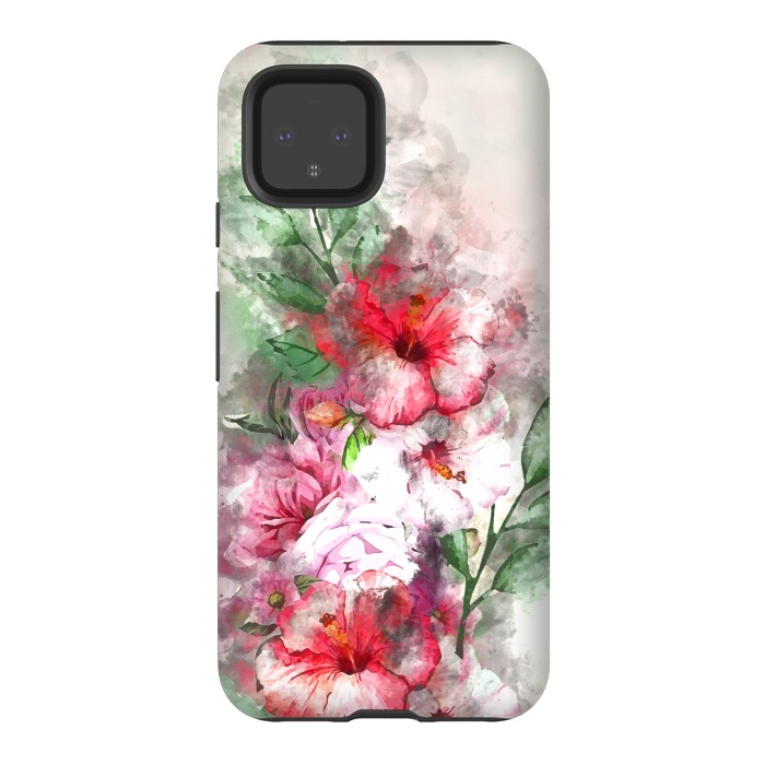Pixel 4 StrongFit Hibiscus Garden by Creativeaxle