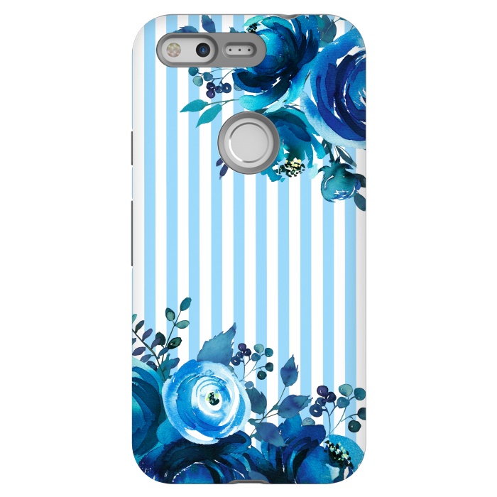 Pixel StrongFit Blue florals with light blue stripes by  Utart