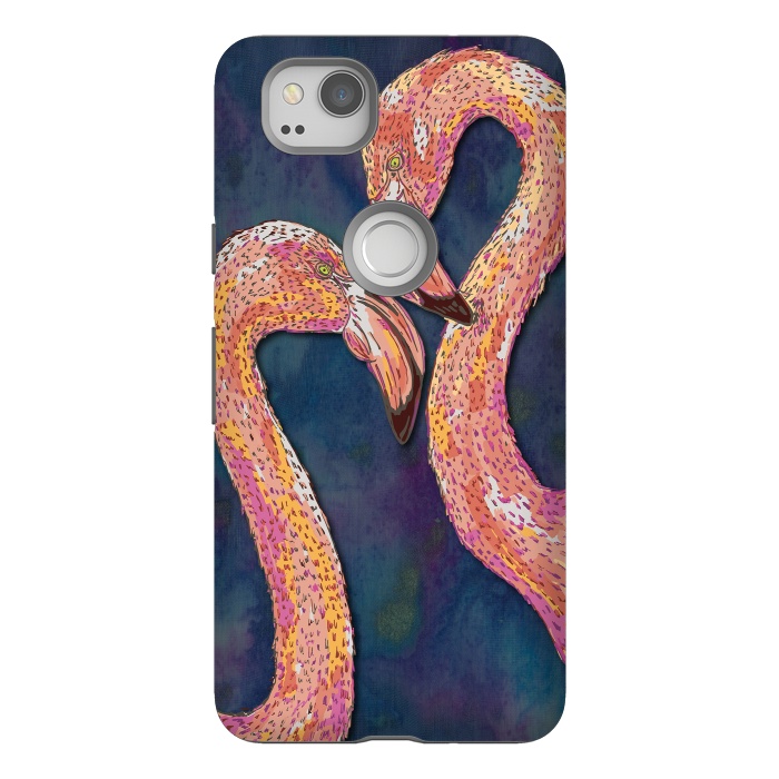 Pixel 2 StrongFit Pink Flamingos by Lotti Brown