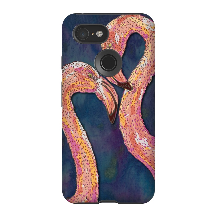 Pixel 3 StrongFit Pink Flamingos by Lotti Brown
