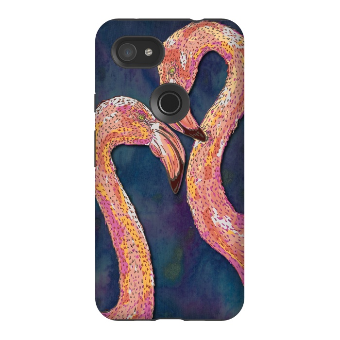 Pixel 3AXL StrongFit Pink Flamingos by Lotti Brown