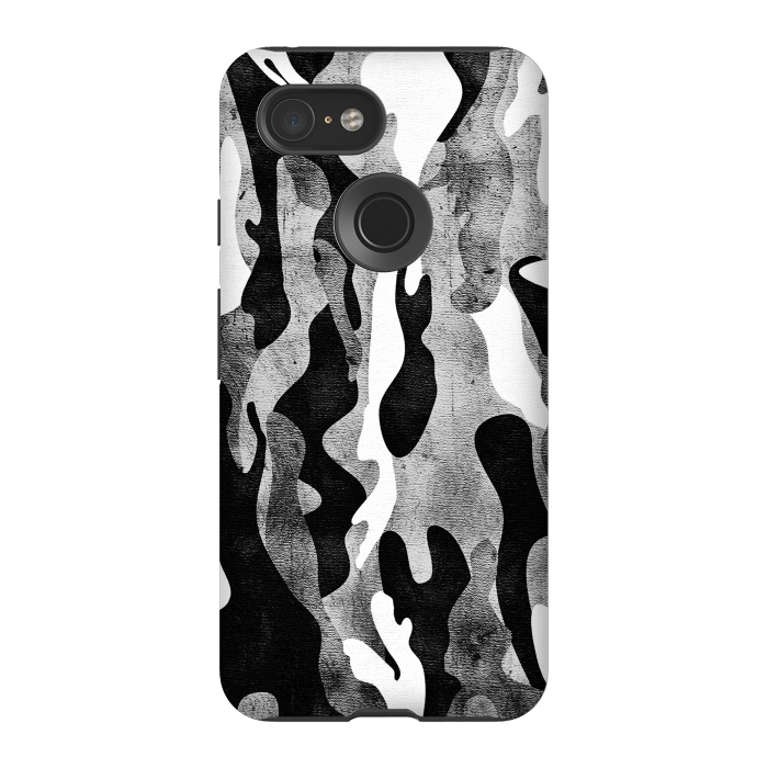 Pixel 3 StrongFit Metallic black and white camo pattern by Oana 