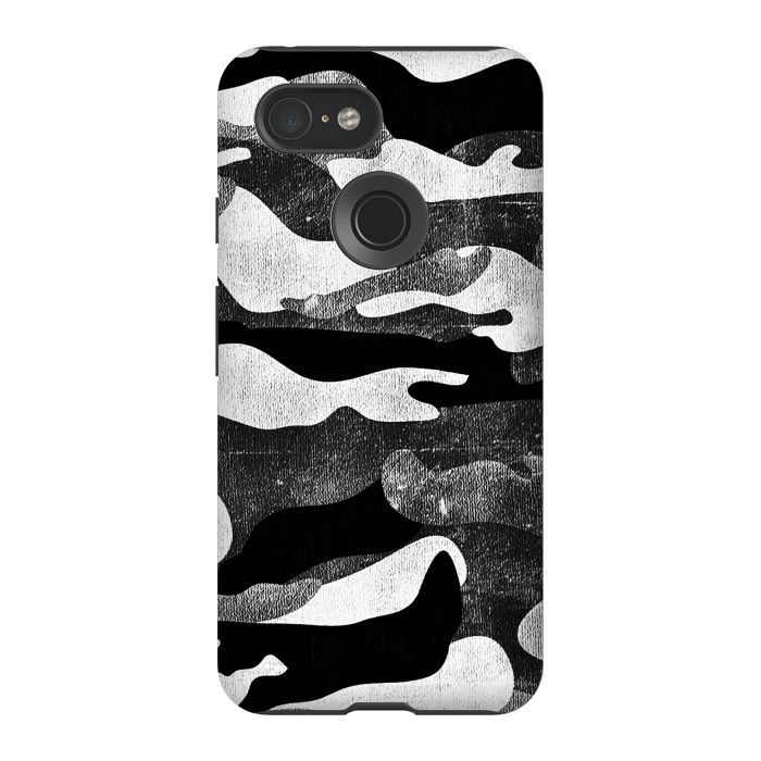 Pixel 3 StrongFit Black and white grunge camo by Oana 