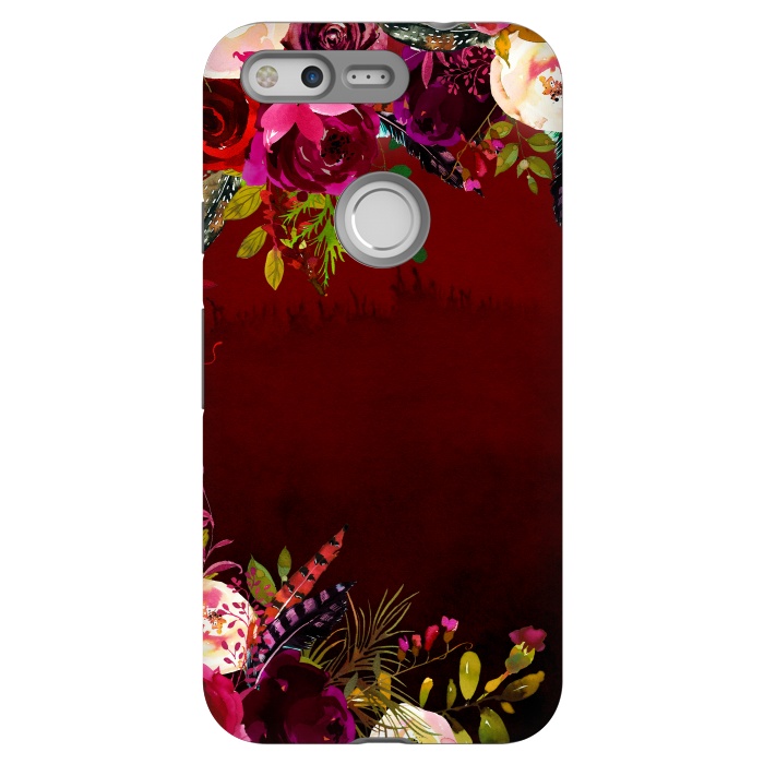 Pixel StrongFit Deep Red Floral Meadow  by  Utart