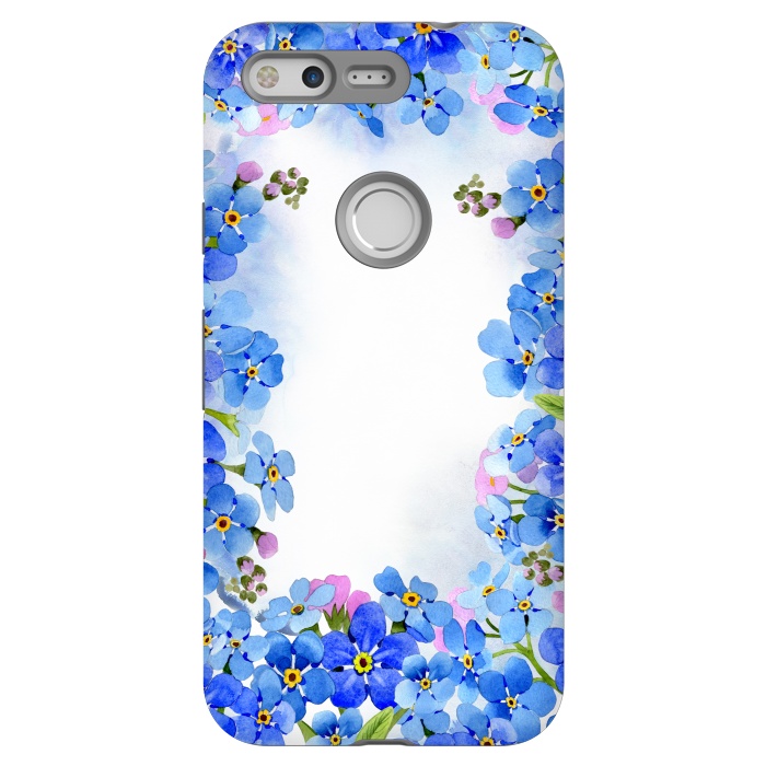 Pixel StrongFit Forget me not - floral spring dream on white by  Utart