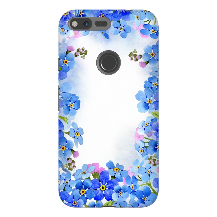 Pixel XL StrongFit Forget me not - floral spring dream on white by  Utart