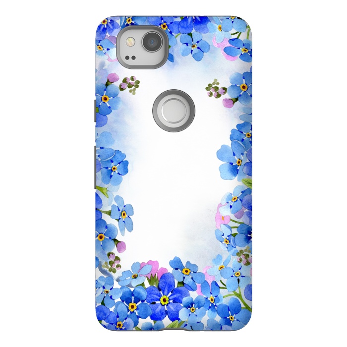 Pixel 2 StrongFit Forget me not - floral spring dream on white by  Utart