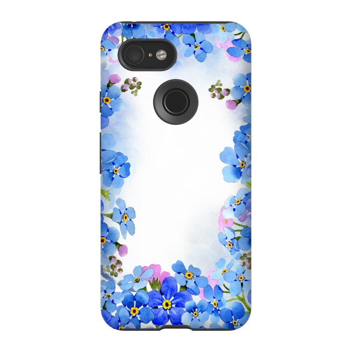 Pixel 3 StrongFit Forget me not - floral spring dream on white by  Utart