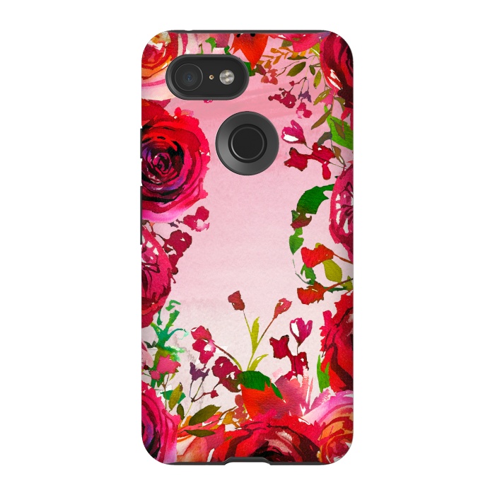 Pixel 3 StrongFit Moody red Rose Flowers by  Utart