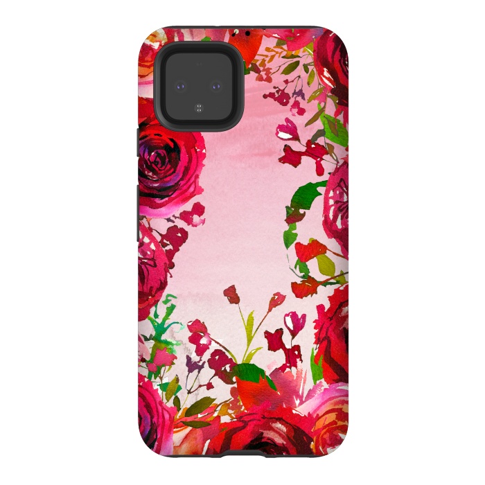 Pixel 4 StrongFit Moody red Rose Flowers by  Utart