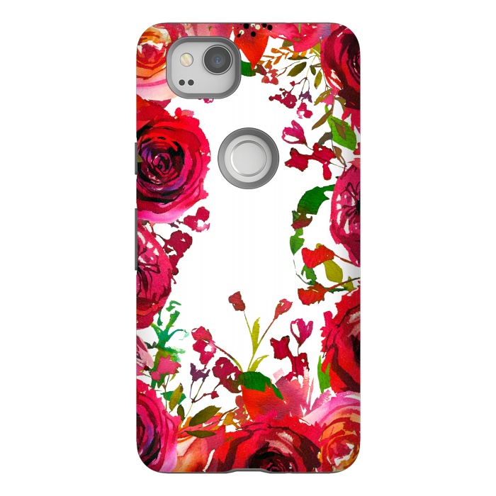 Pixel 2 StrongFit Moody red roses on white by  Utart