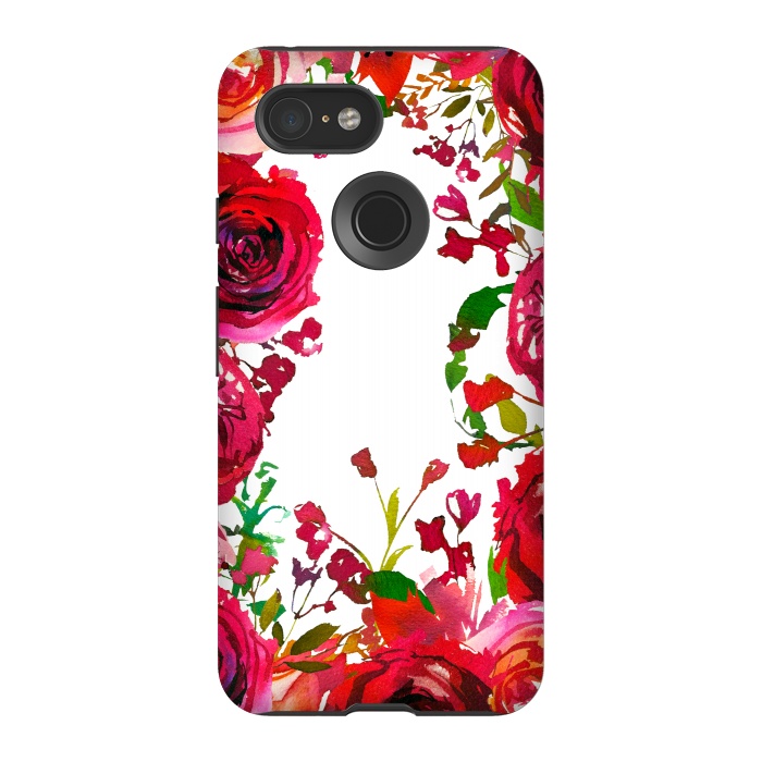 Pixel 3 StrongFit Moody red roses on white by  Utart