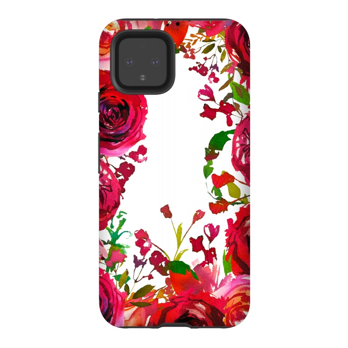 Pixel 4 StrongFit Moody red roses on white by  Utart